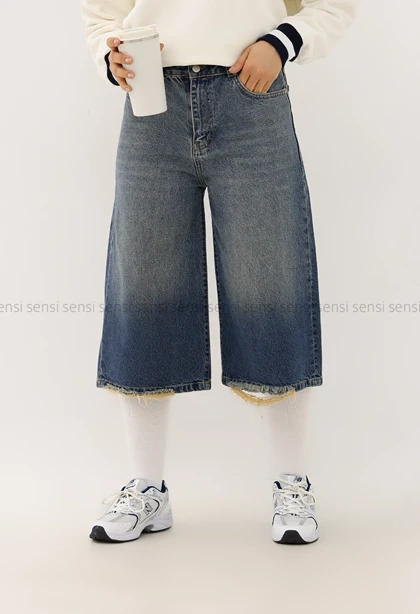 شلوارک جین واید فول بگ کد1004238