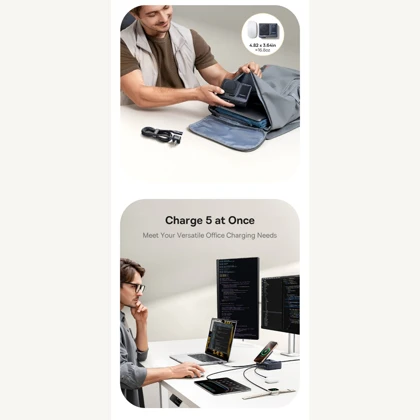 شارژر وایرلس 15 وات و هاب شارژر USB، تایپ‌سی و کابل تایپ‌سی جمع شونده 140 وات بیسوس Baseus CCNMS140 P10170901123-00