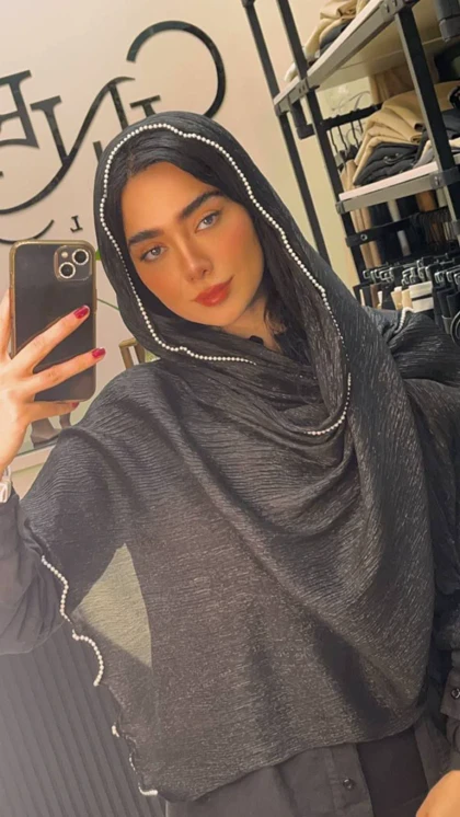 شال حریر لمه دور مروارید