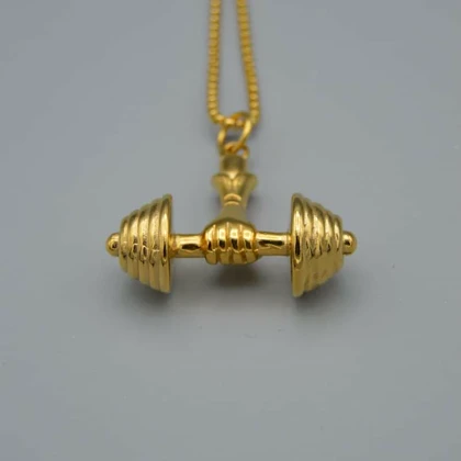 گردنبند استیل طرح دمبل مدل 7200