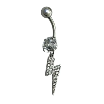 پیرسینگ ناف استیل طرح رعد و برق جواهری