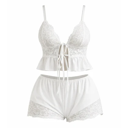 ست فانتزی ساتن سفید برند مایلا کد 8037