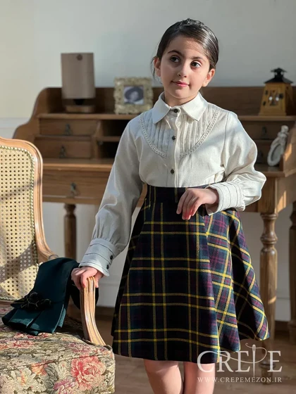 ست سه تیکه بلوز دامن جلیقه مدل پاییز