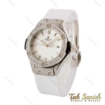 ساعت هابلوت زنانه سفید تمام نگین نقره ای Hublot-4151-L