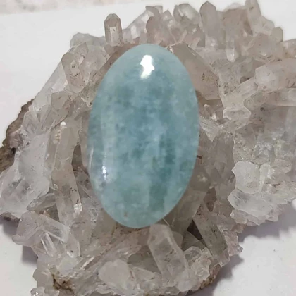 گردنبند سنگ طبیعی آکوامارین با آویز نقره (بدون زنجیر)