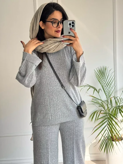 ست مانتو شلوار بافت آریا