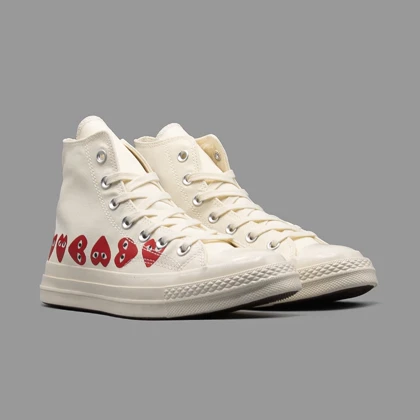 کانورس پلی مولتی هارت سفید ساق‌دار Converse Cdg Play Multi Heart White Hightop