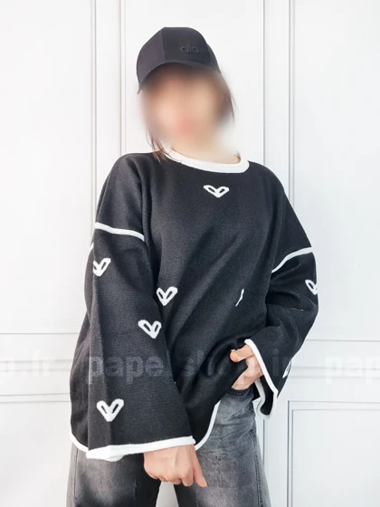 بلوز بافت یقه گرد طرح قلب