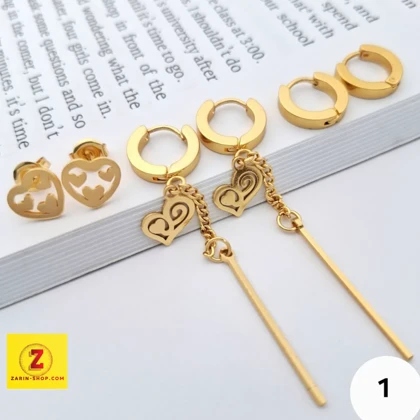 پک گوشواره 3 تایی استیل