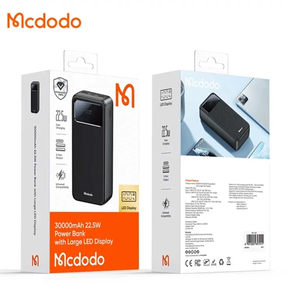 پاور بانک تایپ سی و یو اس بی 22.5 وات 30000 مک دودو MC-424