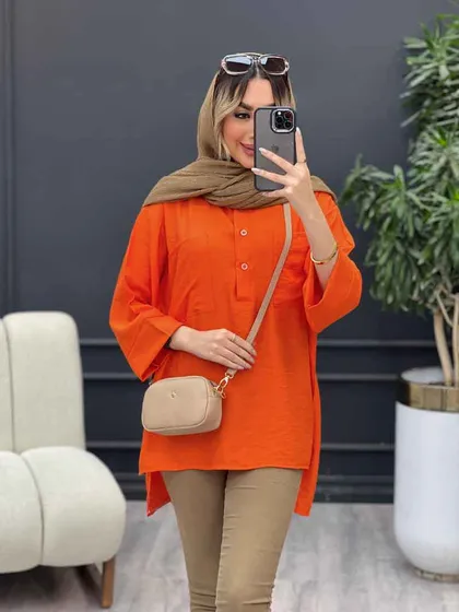 مانتو یقه سه دکمه جلو بسته