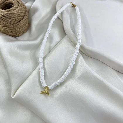 گردنبند زنانه فیمو تابستانی مدل موج طرح دم وال سفید
