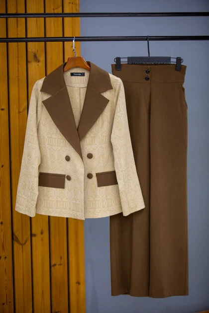 کت شلوار ژاکارد ترکیبی