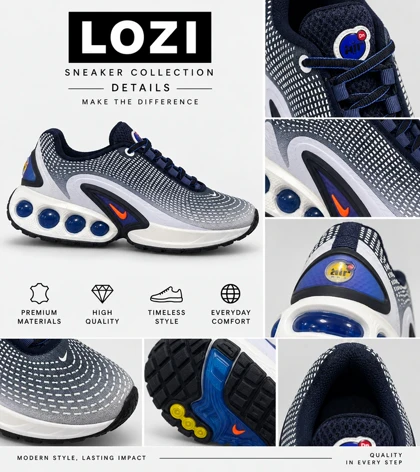 کتانی نایک Air Max DN Ultra سرمه‌ای سفید مدل 9713 مردانه و زنانه