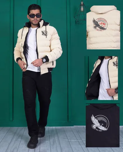 کاپشن برزنتی دو رو کرم‌مشکی ضخیم فوق‌العاده با کیفیت بالا Hermes
