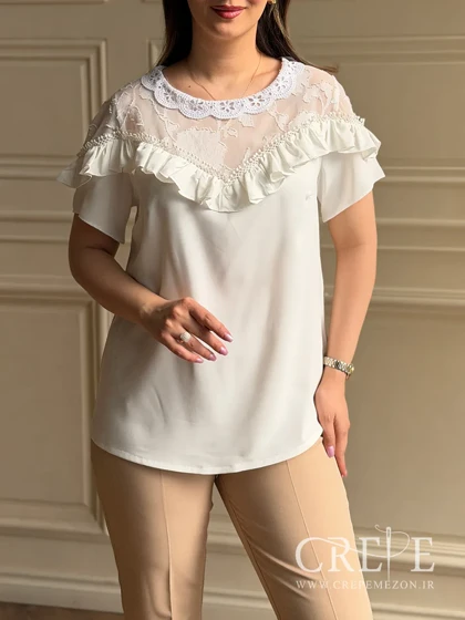 شومیز آستین کوتاه جلوچین