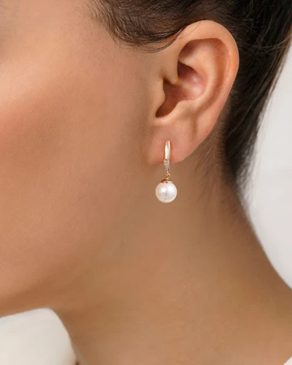 گوشواره حلقه‌ای نگین و مروارید ژوپینگ