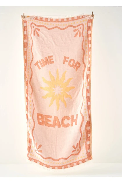 پشتمال Bella Maison مدل Time For Beach پنبه‌ای - آجری