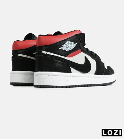 کفش کتانی ساق‌دار مردانه و زنانه مشکی سفید قرمز NIKE jordan 1 مدل 7697