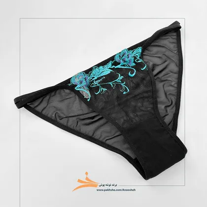 ست مشکی گل‌دار آبی بدن نما برند نوشه پوش