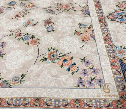زیر سفره ای عروس طرح گل‌دار کرم کد 1143