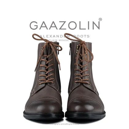 بوت اسکندر گازولین قهوه‌ای کلاسیک - GAAZOLIN Alexander Boots Smooth Plain Mouse