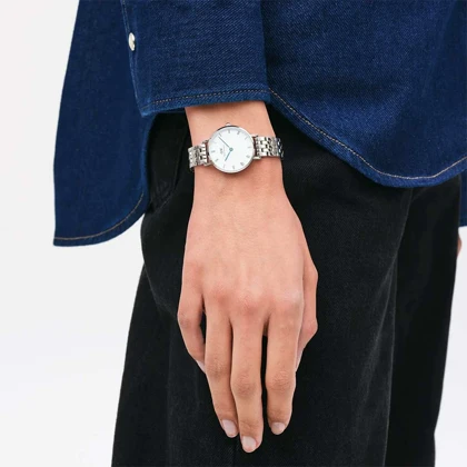 ساعت دنیل ولینگتون زنانه فلزی گرد سیلور ایندکس یونانی DW-5504-L