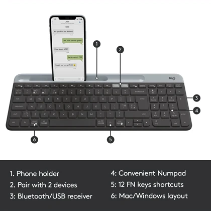 کیبورد بی سیم لاجیتک Logitech مدل K580 با چیدمان Chrome OS