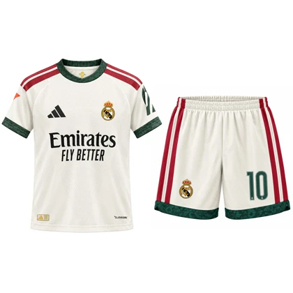 کیت فوتبالی بچگانه امباپه مدل 2027-Real-Madrid سفید