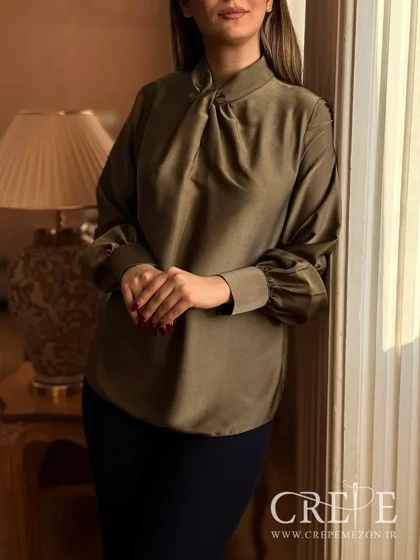 شومیز یقه گره‌ای ساتن مخمل