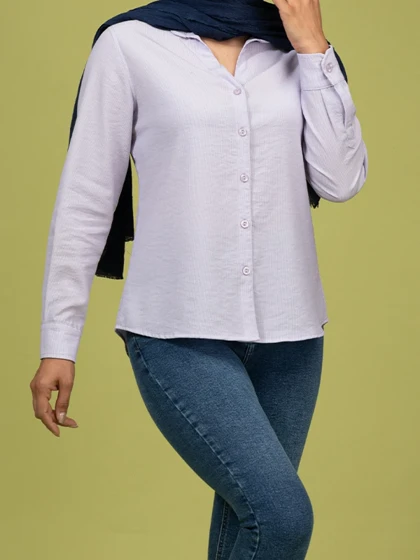 شومیز زنانه کتان راه راه کژوال تابستانی یقه مردانه پریناز