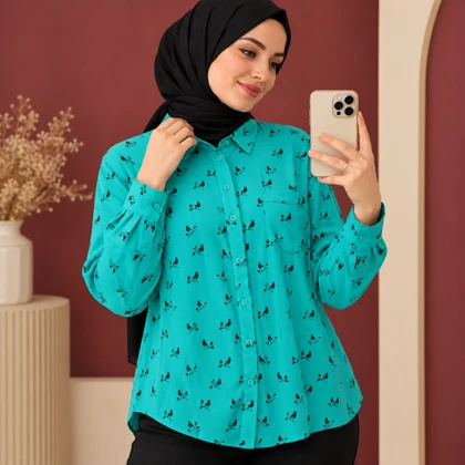 شومیز وارداتی نخ تایلندی مدل ساریکا کد 6076