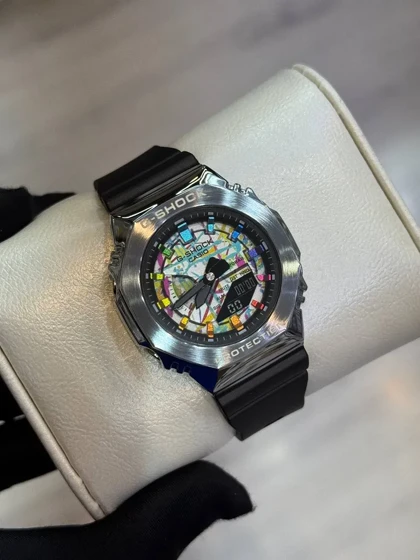 ساعت زنانه جی شاک GM-S2100 قاب سیلور صفحه آبرنگ