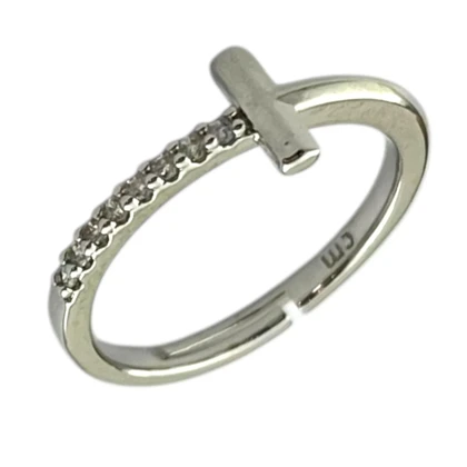 انگشتر زنانه طرح تی با نگین