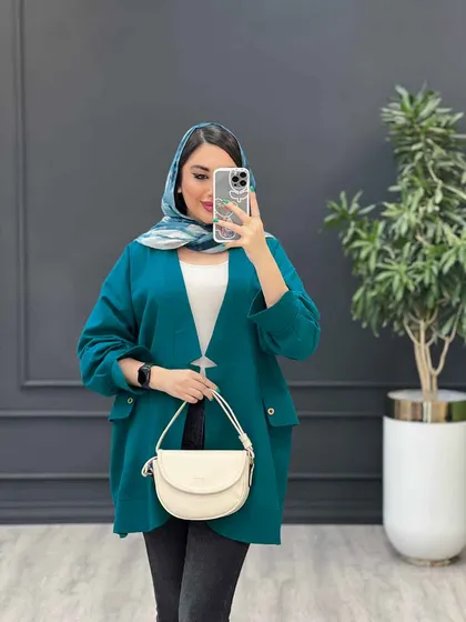 مانتو لینن سر آستین چاک دو جیب