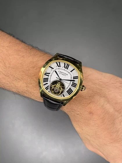 ساعت مچی کارتیه اوپن هارت بند چرمی صفحه سفید Cartier