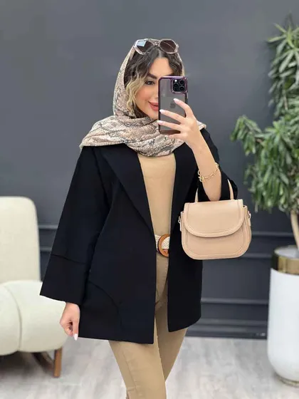مانتو برش هلالی دو جیب نما
