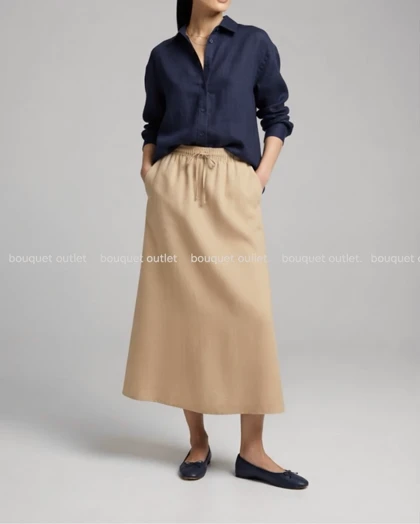 دامن لینن نخودی PULL & BEAR