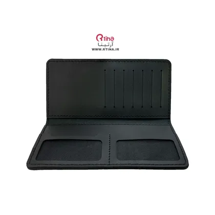 کیف پول مشکی چرم مردانه طرح گرگ WOLF