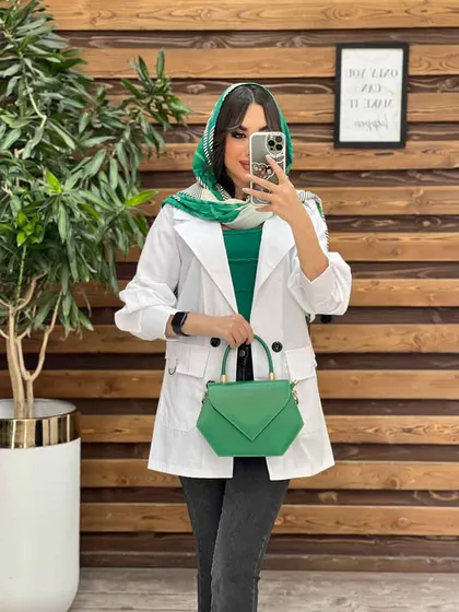 مانتو چهار دکمه جیب حلقه