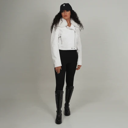 کاپشن چرم یقه خزدار