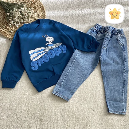 بلوز شلوار پسرانه جین snoopy کیفیت عالی