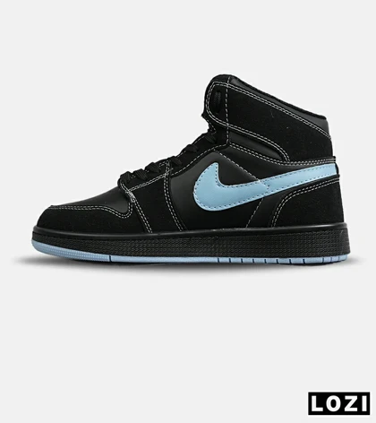 کفش کتانی ساق‌دار مردانه و زنانه مشکی آبی NIKE jordan 1 مدل 7722