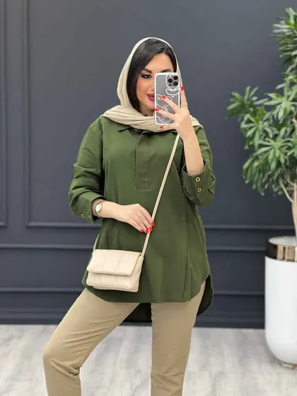 مانتو جلو بسته بغل دو دکمه