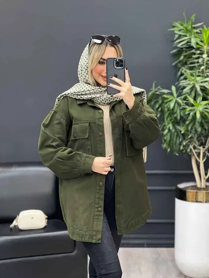 مانتو کتان دو جیب پاکتی