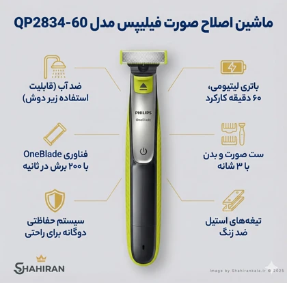 ماشین اصلاح فیلیپس مدل PHILIPS ONEBLADE QP2834/60
