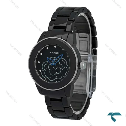 ساعت زنانه شنل سرامیکی مشکی عقربه آبی Chanel-7464-L