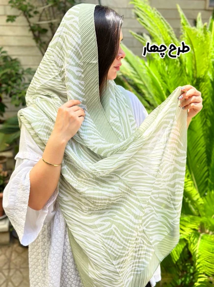شال پلیسه سبز تابستانه 3905