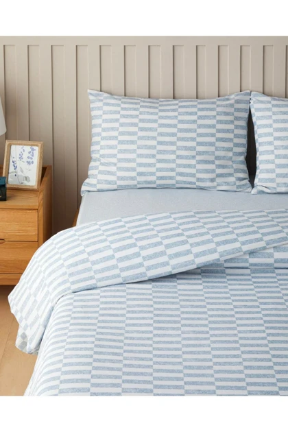 سرویس روتختی دو نفره English Home مدل Block Dots پنبه پلی‌استر - آبی