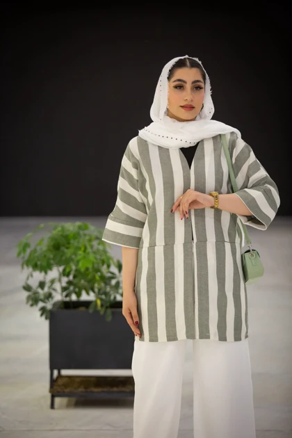 مانتو دوجیب نگار راه راه